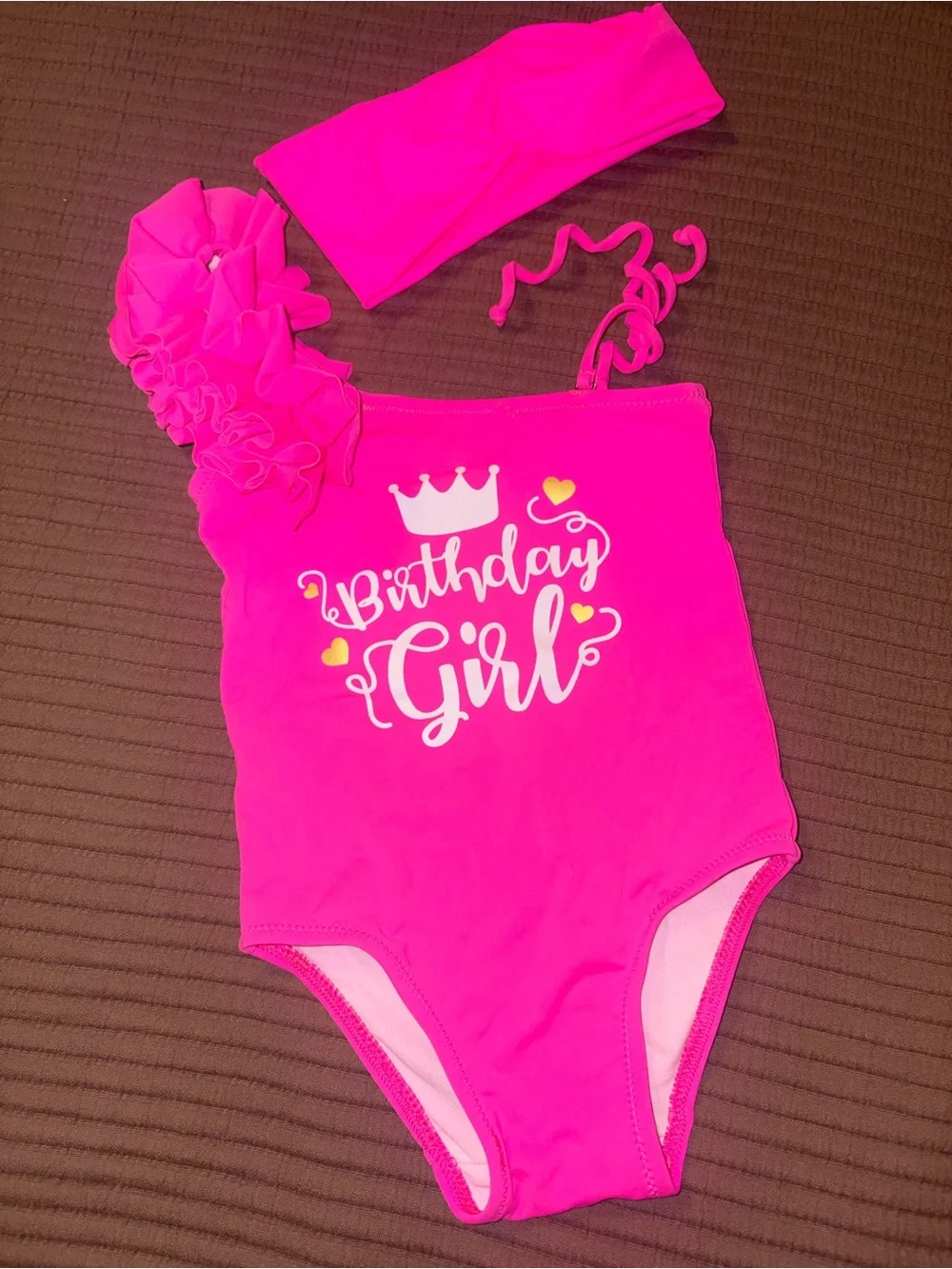 Birthday Girl Hot Pink One-Piece Swimsuit for Kids